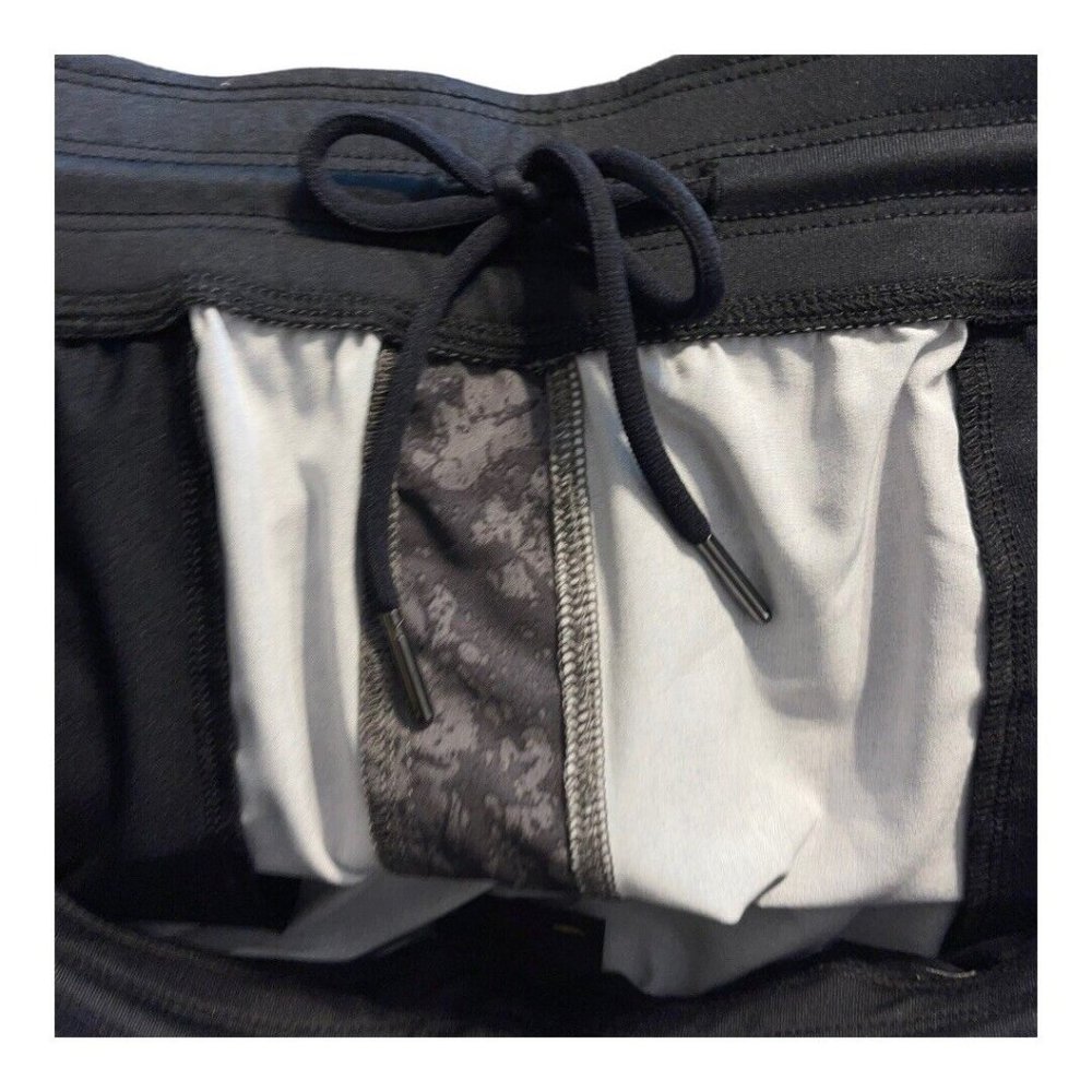 Zella Core Stretch Woven Shorts Men XL Dark Gray Marble Print Pull On Drawstring - Picture 8 of 10